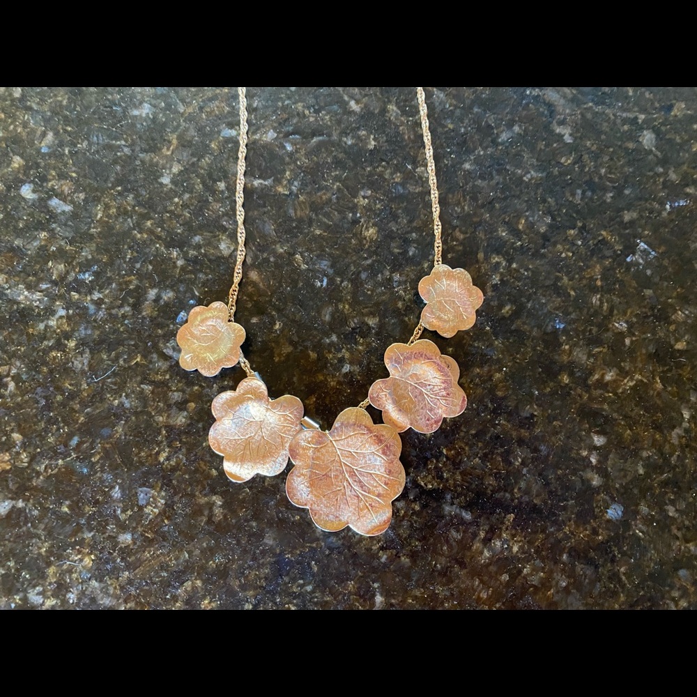 Beautiful Stacking Gold Leaf Statement Necklace W… - image 1